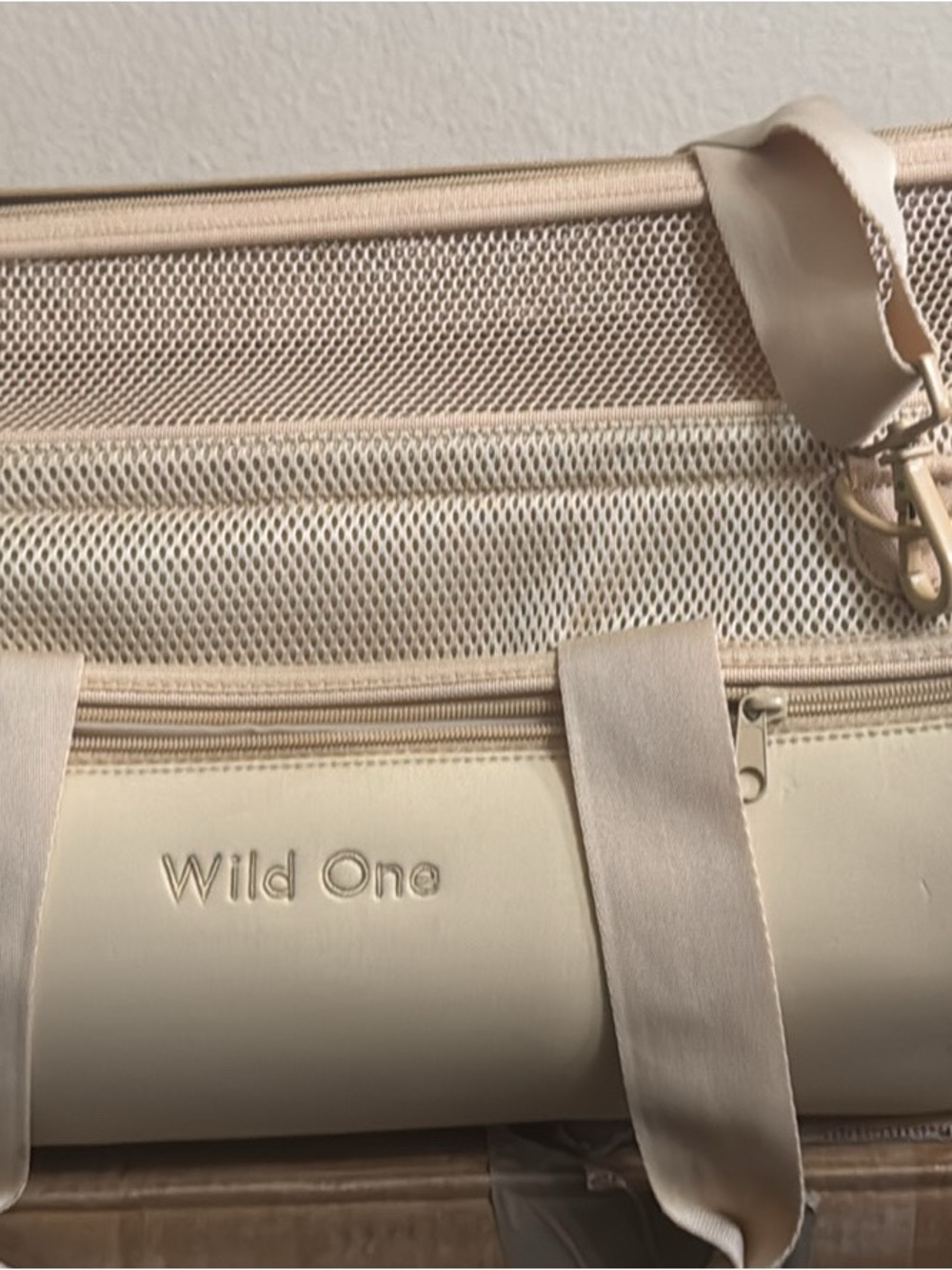 Wild One Cream Pet Carrier Tote with Breathable Mesh